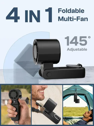 Miniatura 2 de Ventilador de mano portátil, ventilador turbo plegable de 145° con pantalla LED, ventilador personal de batería de 5000 mAh, velocidad precisa de 0