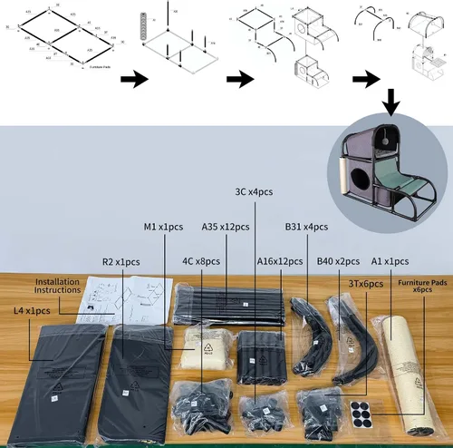 Miniatura 6 de Goetland Moderno condominio para gatos Casa para gatos Árbol para mascotas Muebles para mascotas Cama de torre para gatos grande Rascador Poste Gris