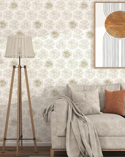 Miniatura 5 de Papel tapiz moderno autoadhesivo bohemio para despegar y pegar, papel de contacto geométrico blanco y beige, papel de pared extraíble de 17.3 x 78.8