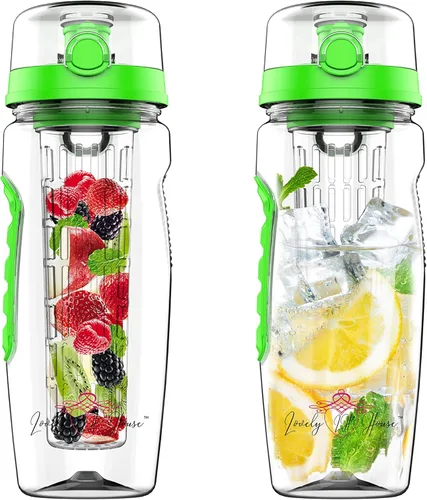 Miniatura 4 de Botella de agua con infusor de frutas de 32 onzas: Infusión de agua saborizada y té para hidratación, recipiente deportivo con batido de proteínas
