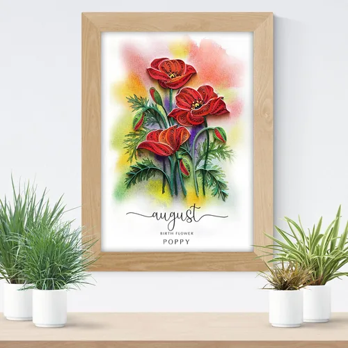 Miniatura 8 de Tarjeta de Flor de Nacimiento, Tarjeta Floral de Quilling Hecha a Mano para Cumpleaños, Aniversario, Flor de Mes de Nacimiento para Mamá, Mujeres