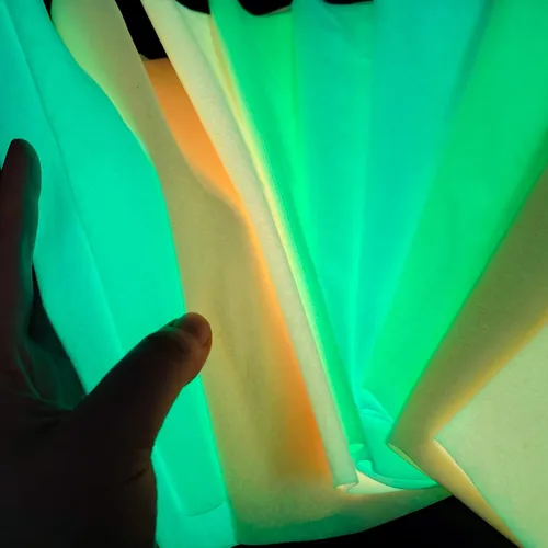 Miniatura 2 de 10 piezas de tela que brilla en la oscuridad, tela de retazos de costura que brilla en la oscuridad, tela de acolchado luminiscente para costura