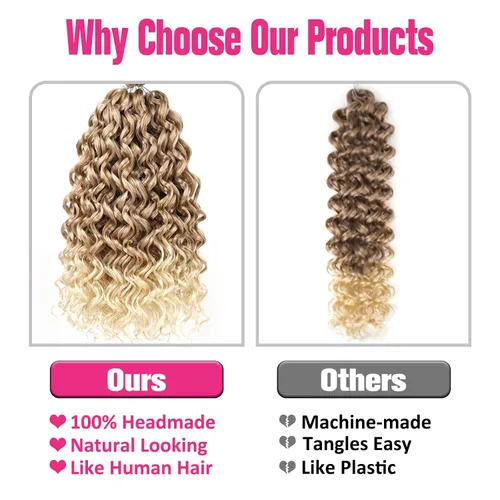 Miniatura 5 de Unionbeauty GoGo Curl Cabello de Ganchillo 8 Paquetes Trenzas de Ganchillo Water Wave 14 Pulgadas Cabello Rizado de Ganchillo para Mujeres Negras