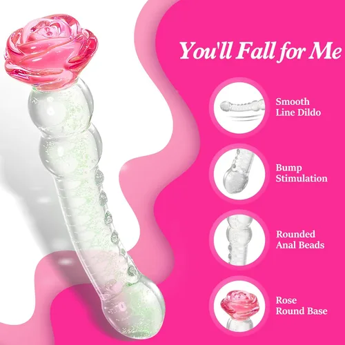 Miniatura 4 de Consolador de cristal rosa para adultos, herramienta para mujeres, consolador anal que brilla en la oscuridad, juguete de vidrio de borosilicato