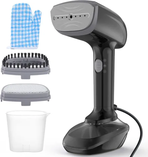 Vaporizador de tela portátil potente - 1800W con placa de calentamiento rápido de cerámica, planchado y removedor de arrugas 2 en 1, boquilla de