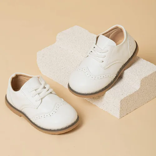 Miniatura 40 de KIDSUN Zapatos de vestir para niño y niña, cómodos zapatos Oxford con cordones para uniforme escolar, mocasines planos (bebé/niño pequeño) E-negro