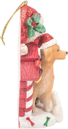 Miniatura 3 de Kurt S. Adler Golden Retriever Holiday - Adorno colgante de resina de 4 pulgadas, color rojo y marrón