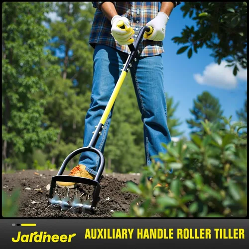 Miniatura 5 de Jardineer Cultivador giratorio para jardinería, cultivador de jardín de mango largo para mezcla de suelo, resembrado, aireación de césped, timón