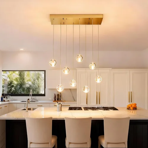 Miniatura 20 de Lámpara de escalera de 25 luces para techo alto, lámpara colgante de gota de lluvia de cristal moderno ajustable, luz colgante larga y grande
