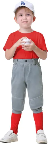 Mivei Pantalones de béisbol para niños de 2 a 7 años, pantalones de béisbol para niños pequeños, pantalones de sóftbol con bolsillos UPF50+