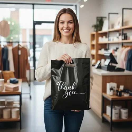 Miniatura 16 de Rainbows & Lilies 100 Bolsas de Plástico de Agradecimiento con Asas - 12"An x 15"Al Bolsas de Compras Gruesas Reutilizables al Por Mayor para Negro