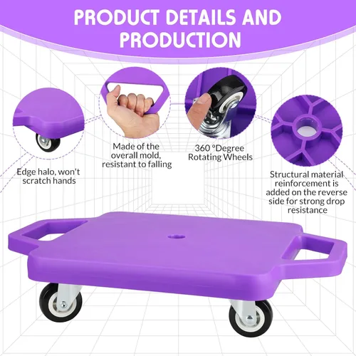 Miniatura 3 de Deekin 16 patinetas con asas, ruedas de plástico para niños, actividades físicas en interiores o exteriores, equipo deportivo y de juego