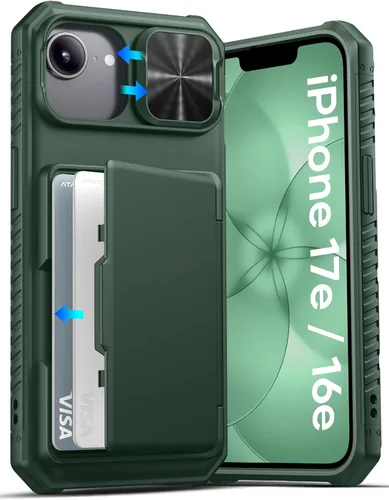 Miniatura 72 de ATATOO Funda para iPhone 17, tarjetero integrado (almacena 3-5 tarjetas) y funda para cámara deslizante y bloqueo RFID, protección de grado militar
