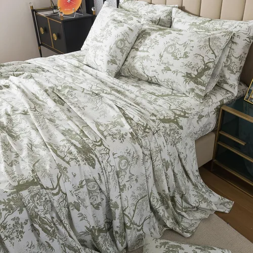 Miniatura 21 de FADFAY Juego de sábanas de rosas blancas, ropa de cama vintage floral de rosas, ropa de cama estilo rústico, 100% algodón egipcio percal, 800 hilos