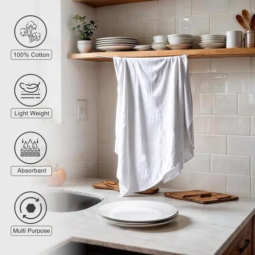 Miniatura 4 de ZOYER Harina Sack Toallas de 28 x 28 pulgadas, paquete de 12 toallas de cocina 100% algodón, lavables a máquina, toallas de barra ultra absorbentes