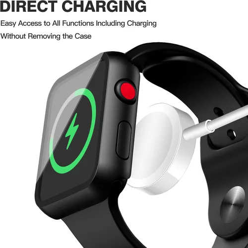 Miniatura 6 de Misxi Paquete de 2 fundas impermeables con botón diseñadas para Apple Watch Series 3 Series 2 de 38mm, funda rígida de policarbonato anticaídas