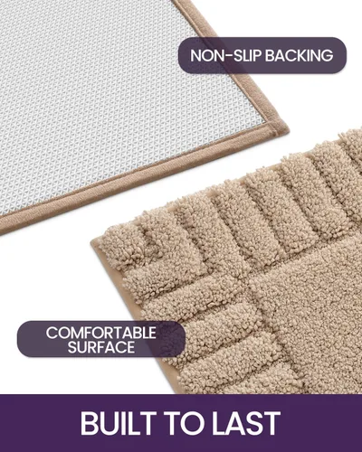 Miniatura 8 de DEXI - Alfombras de baño de 16"x24", alfombras antideslizantes para el suelo del baño, alfombra de baño ultrasuave y absorbente para la ducha, Beige