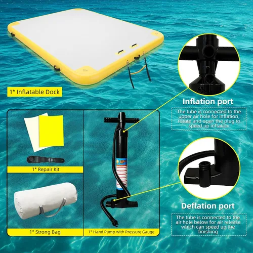 Miniatura 5 de Plataforma flotante inflable de 6 pies/8 pies/10 pies/12 pies, almohadilla de agua inflable para adultos, tapete flotante de aire para múltiples