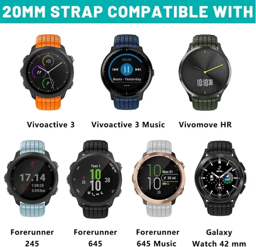 Miniatura 6 de ISABAKE Vivoactive 3 - Correa de silicona de 0.787 pulgadas para Garmin Vivoactive 3/Forerunner 645 Music/Samsung Galaxy 1.654 in/Galaxy Watch 3