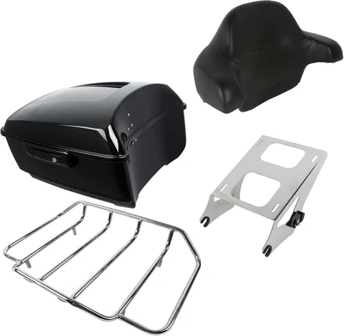 Miniatura 23 de XMT-MOTO King Tour Trunk + almohadilla de respaldo envolvente+estante de montaje negro+accesorios de acoplamiento para Harley Touring Road King Road