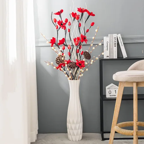 Miniatura 6 de Jarrón grande de cerámica de 17.7 pulgadas de alto, floreros altos de flores blancas modernas para oficina, hogar, granja, decoración de sala