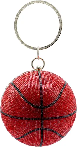 Miniatura 30 de UMREN Bolso cruzado con forma de baloncesto para mujer, con diamantes de imitación, bola redonda de cristal, bolso de mano para fiesta de boda