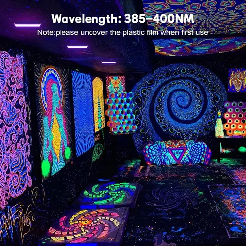 Miniatura 4 de Paquete de 2 luces LED negras de 100 W, luces negras para fiesta brillante, luces negras ultrafinas con interruptor de encendido/apagado, brillan