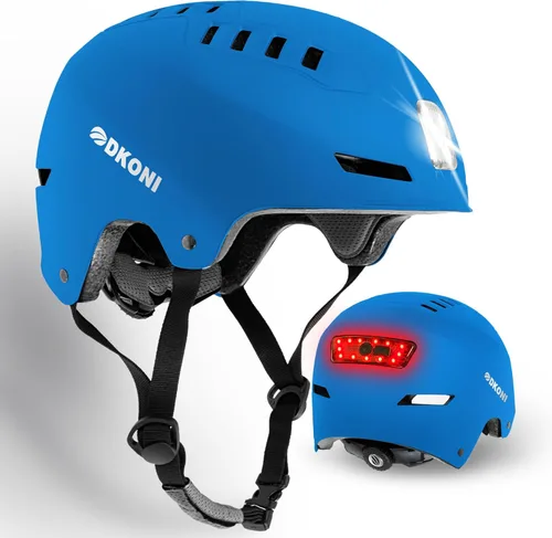 Miniatura 10 de DKONI Casco de bicicleta con luces LED, casco de bicicleta para viajeros, casco de ciclismo recargable por USB, casco de luz LED frontal y trasera