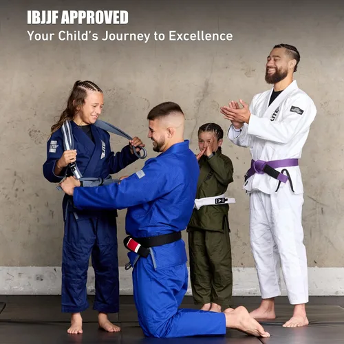Miniatura 5 de Elite Sports Kids BJJ GI - Kimono brasileño Jiujitsu Gi con tela preencogida y cinturón, para niños y jóvenes, aprobado por la IBJJF