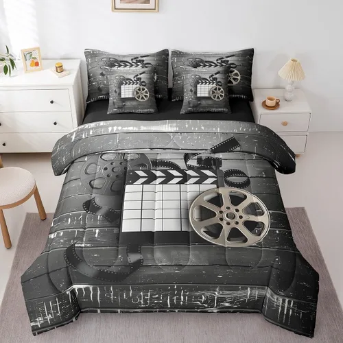 Miniatura 27 de Piano Music 7pcs Comforter King,Musical Notes Bedding Set Kids Girls Boys Teens Room Decor,Retro Graffiti Grey Gold Music Lover Bed in a Multi 11