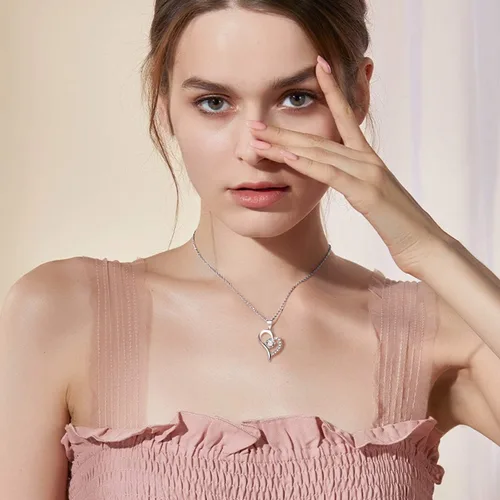 Miniatura 4 de YFN Collar de corazón de plata esterlina para mujer, regalos de cumpleaños para mamá, esposa, hija, novias