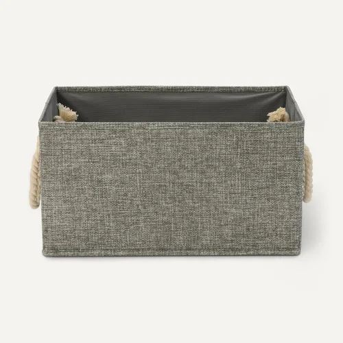 Miniatura 3 de Amazon Basics Contenedores de almacenamiento plegables con asas de cuerda, color carbón, grandes, paquete de 3