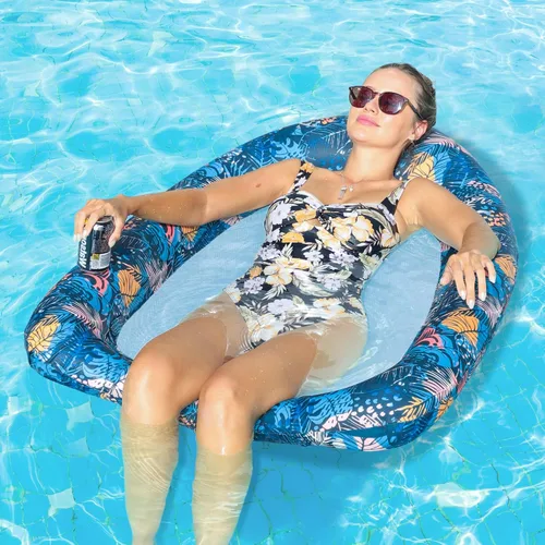 FindUWill Flotadores inflables de piscina para adultos, cómodas sillas de piscina cubiertas de tela, tumbona de piscina de bronceado multiusos,