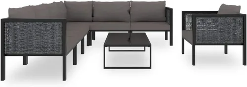 Miniatura 3 de Ensemble Salon de Jardin 8 Pièces Anthracite Gris Foncé avec Coussins Résistants aux Intempéries, Confortable et Moderne Pour Terrasse, Balcon ou