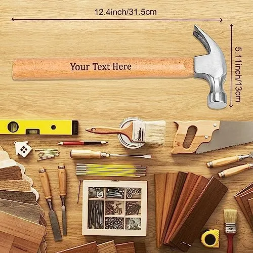 Miniatura 3 de Martillo de garra de madera personalizado, martillo de encuadre de cara fresada, cabeza de acero al carbono resistente con mango de madera de roble