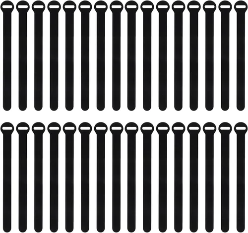 Miniatura 5 de Bridas de cable autoadheribles de Wrap-It Storage, negras, correas de 12.7 cm (paquete de 50) – Bridas de cable reutilizables con gancho y bucle