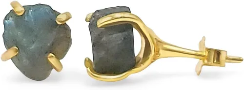 Miniatura 97 de Aretes de piedra preciosa natural en bruto con oro amarillo sobre plata de ley 925, 6 a 0.276 in, regalo de piedra de nacimiento de calidad genuina