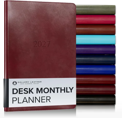 Miniatura 83 de Gallery Leather Agenda Mensual Grande 2025-2026, Elegantemente Encuadernada Planificador de Calendario y Cuaderno con Elegantes Bordes Dorados, 18