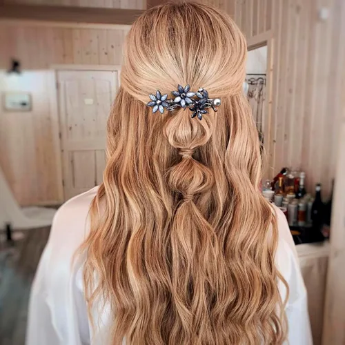 Miniatura 5 de Joez Wonderful Pinzas para el pelo de novia con diamantes de imitación para mujer, 2 piezas, pinzas para el cabello de cristal brillante, pasadores