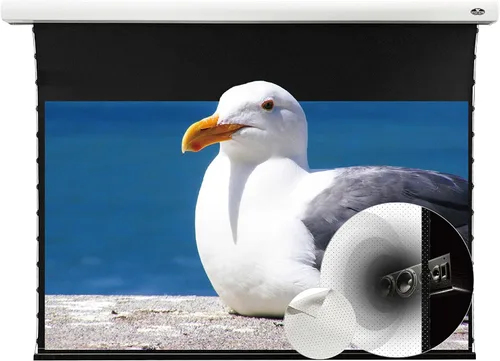 Miniatura 13 de VIVIDSTORM - Pantalla de proyector, delgada eléctrica tensada con pestañas desplegable, con pantalla de cine blanca, techo y pared de carcasa