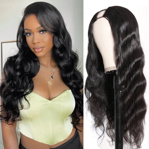 Miniatura 9 de Peluca de Cabello Humano con Parte en U, Cabello Ondulado con Cordón de Cierre, Densidad 180%, Peluca de Parte en U, Cabello Humano Virgen Brasileño