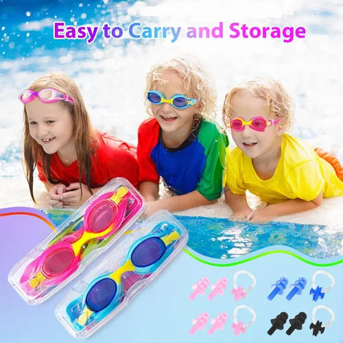 Miniatura 7 de XDX Gafas de natación para niños de 4 a 14, paquete de 4 para niños y niñas, antivaho con protección UV Multicolor-4pack-a