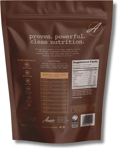 Miniatura 2 de Proteína de clara de huevo de Anea - Chocolate 0.85 oz de proteína Sin grasa, sin colesterol 0.17 oz de BCAA Perfil completo de aminoácidos