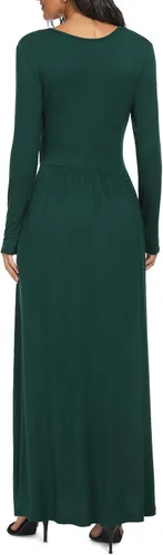 Miniatura 4 de LILBETTER - Maxi vestido casual, de manga larga, cuello en V, holgado, liso y largo para mujer
