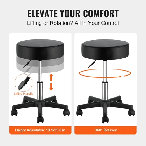 Miniatura 5 de VEVOR Taburetes rodantes con ruedas, capacidad de peso de 400 libras, taburete de altura ajustable con cojín de asiento ultra grueso, silla Negro