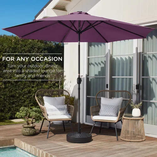 Miniatura 3 de Best Choice Products sombrilla de exterior para patio de 10 pies, de acero y poliéster, con manivela, botón fácil de presionar, inclinación
