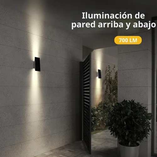 Miniatura 6 de SOTTLOT Luces Solares para Exteriores, 700LM 3000K Luces Solares de Pared para Exteriores Arriba y Abajo, Luces Solares de Aplique Atenuables, Luces