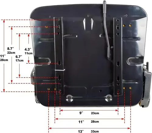 Miniatura 6 de Asiento universal ajustable para carretilla elevadora con cinturón de seguridad y reposabrazos, respaldo ajustable y riel deslizante Asiento
