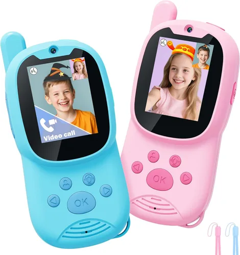 Miniatura 8 de Walkie talkies de video para niños, paquete de 2 walkie talkies recargables para niños que pueden enviar mensajes, regalos de cumpleaños de Navidad