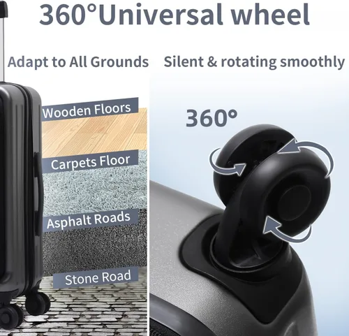 Miniatura 6 de TydeCkare Equipaje de mano de 20 pulgadas con bolsillo frontal con cremallera, 45L, maleta rígida ligera de ABS + PC con bloqueo TSA y ruedas